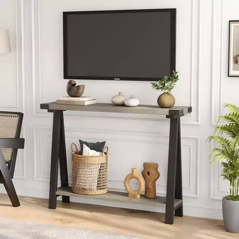 43.3" Farmhouse Console Table with 2-Tier Open Storage
