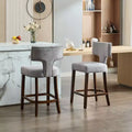 sumyeg Set of 2 Mid-Century Counter Stools with Curved Back and Upholstered Seat