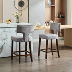 sumyeg Set of 2 Mid-Century Counter Stools with Curved Back and Upholstered Seat