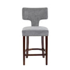Set of 2 Mid-Century Counter Stools with Curved Back and Upholstered Seat
