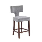 Set of 2 Mid-Century Counter Stools with Curved Back and Upholstered Seat