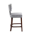 Set of 2 Mid-Century Counter Stools with Curved Back and Upholstered Seat