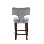 Set of 2 Mid-Century Counter Stools with Curved Back and Upholstered Seat