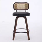 Set of 2 Rattan Counter Stools with Swivel Seat and Cane Back, 26'' Height