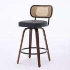 Set of 2 Rattan Counter Stools with Swivel Seat and Cane Back, 26'' Height