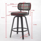 Set of 2 Rattan Counter Stools with Swivel Seat and Cane Back, 26'' Height