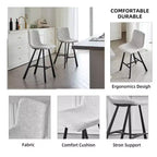 Set of 2 Bar Stools with Curved Backrest and Faux Leather Seat