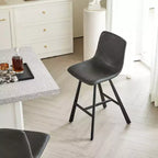 Set of 2 Bar Stools with Curved Backrest and Faux Leather Seat