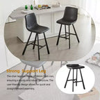 Set of 2 Bar Stools with Curved Backrest and Faux Leather Seat