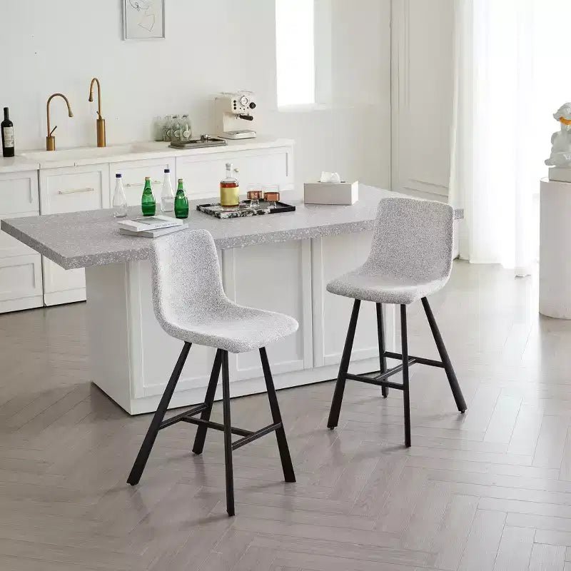 Okak Modern Set of 2 Bar Stools Kitchen Island Chairs with Ergonomic Curved Backrest & Footrest,Faux Leather Counter Stools