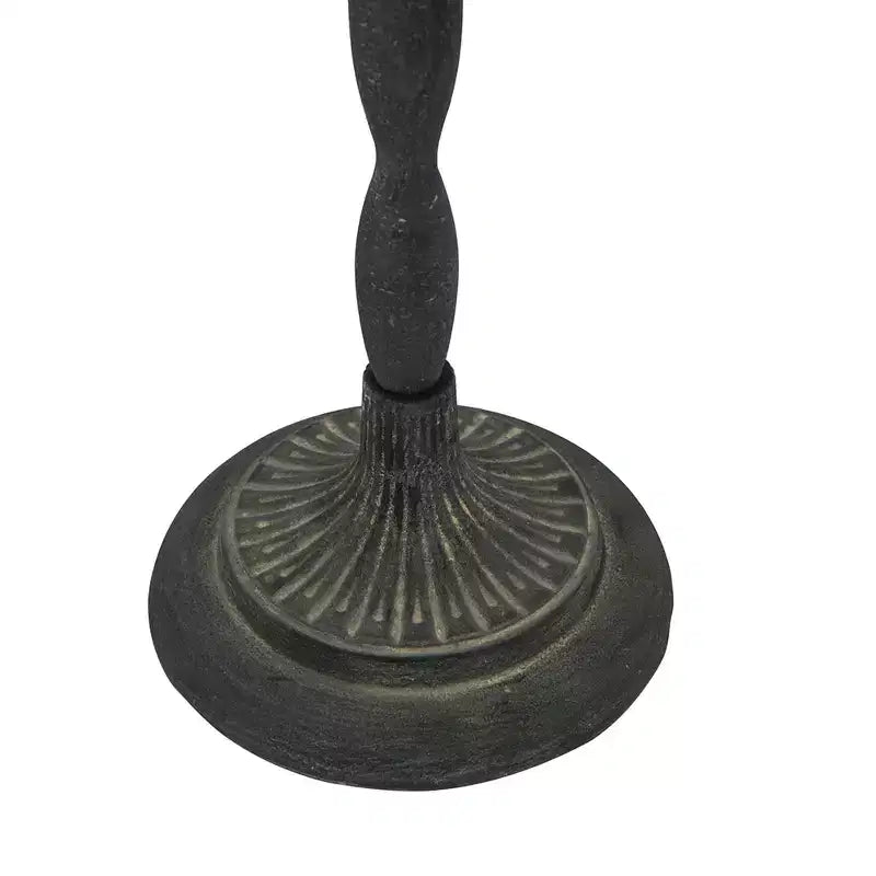 Black Iron Side Table with Scalloped Brown Wood Top D12x29.5