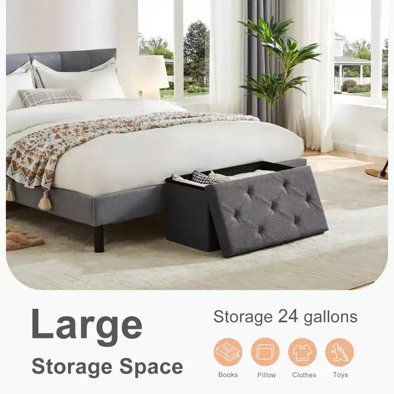 Storage Ottoman Bench with Padded Seat, Available in 30IN and 43IN
