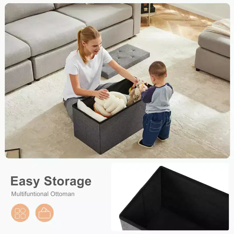 Storage Ottoman Bench with Padded Seat, Available in 30IN and 43IN