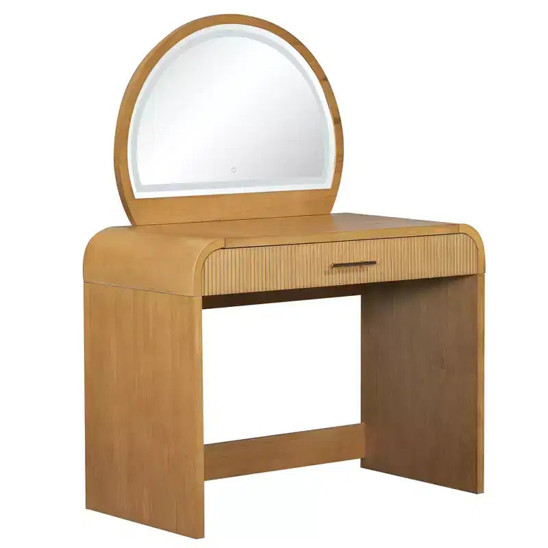 Makeup Vanity Table with Lighted Mirror and Drawer