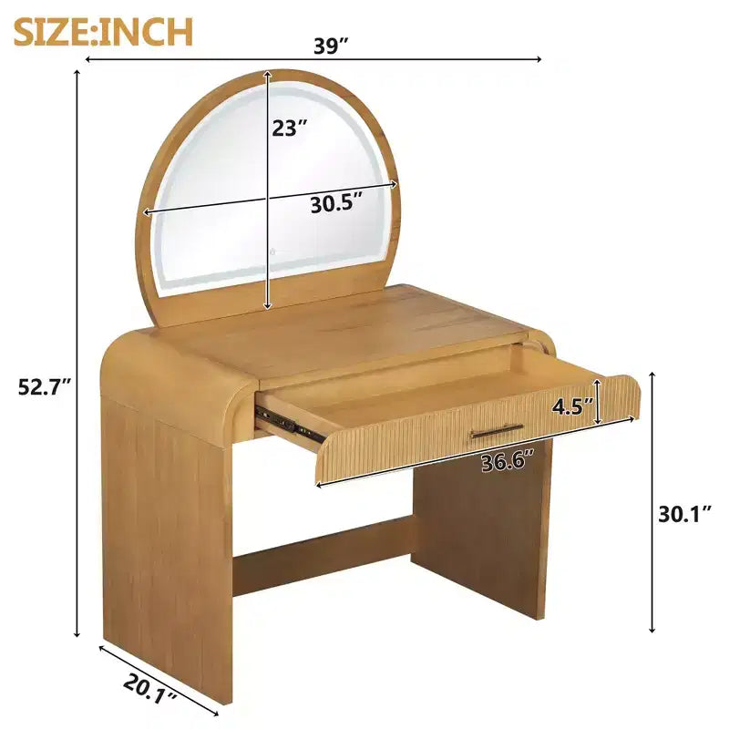 Makeup Vanity Table with Lighted Mirror and Drawer