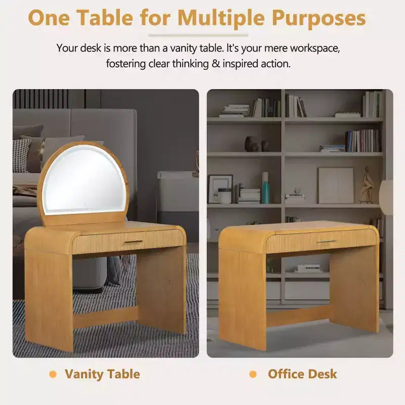 Makeup Vanity Table with Lighted Mirror and Drawer