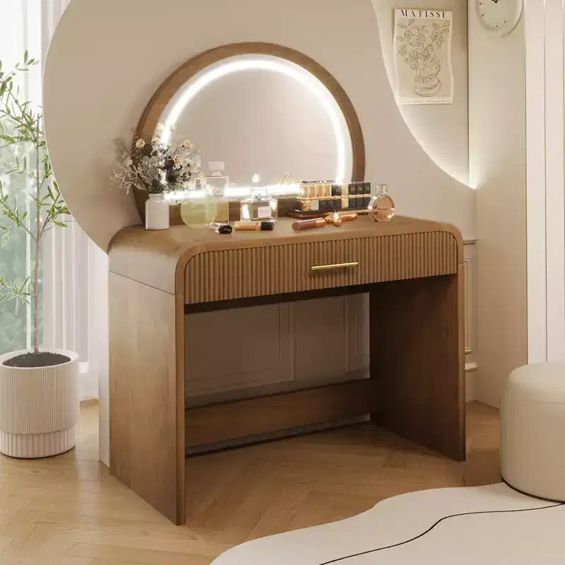 Makeup Vanity Table with Lighted Mirror and Drawer