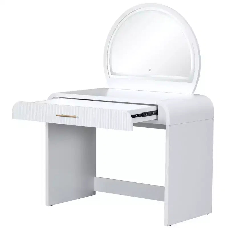 Makeup Vanity Table with Lighted Mirror and Drawer