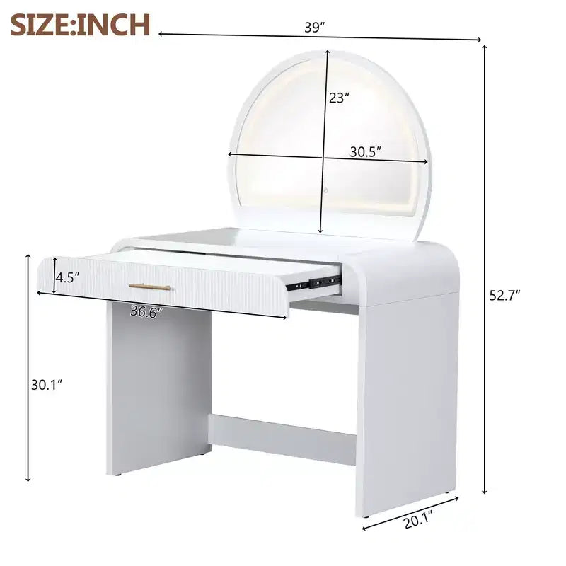 Makeup Vanity Table with Lighted Mirror and Drawer