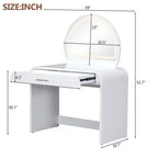 Makeup Vanity Table with Lighted Mirror and Drawer