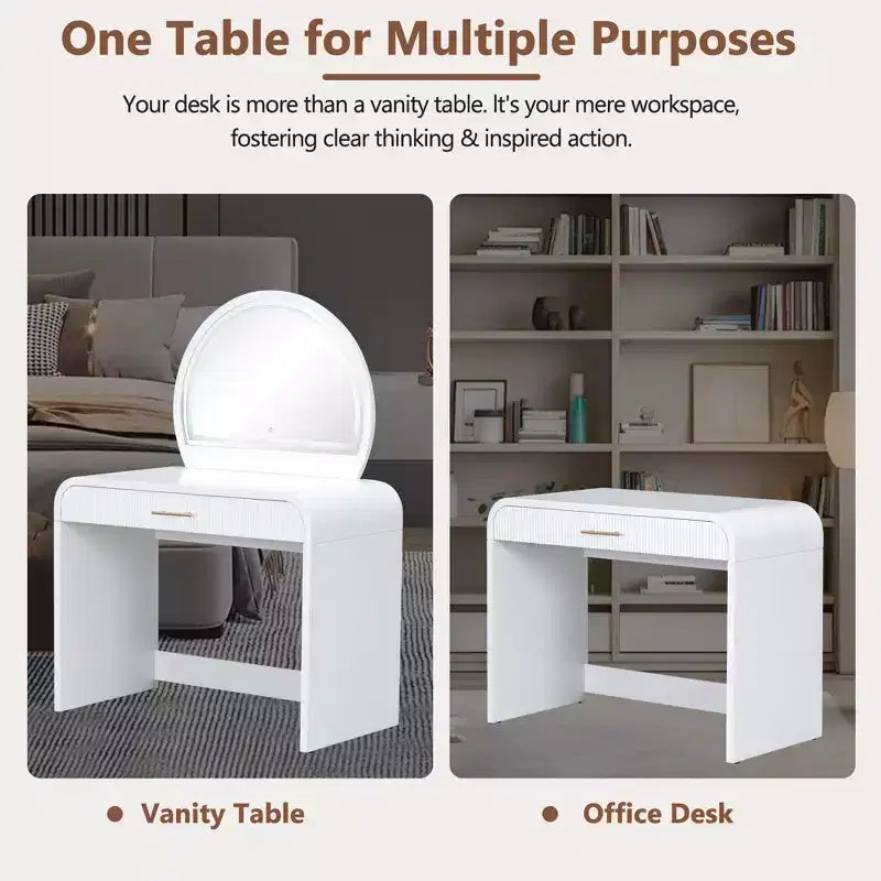 Makeup Vanity Table with Lighted Mirror and Drawer