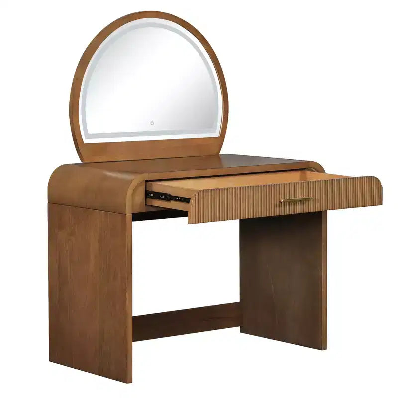 Makeup Vanity Table with Lighted Mirror and Drawer