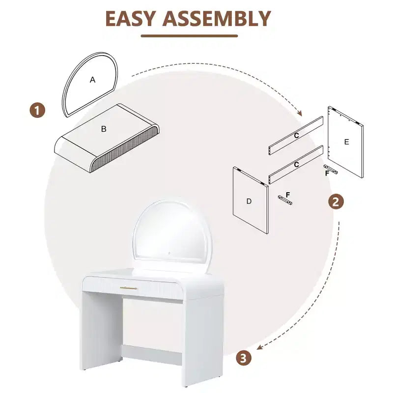 Makeup Vanity Table with Lighted Mirror and Drawer