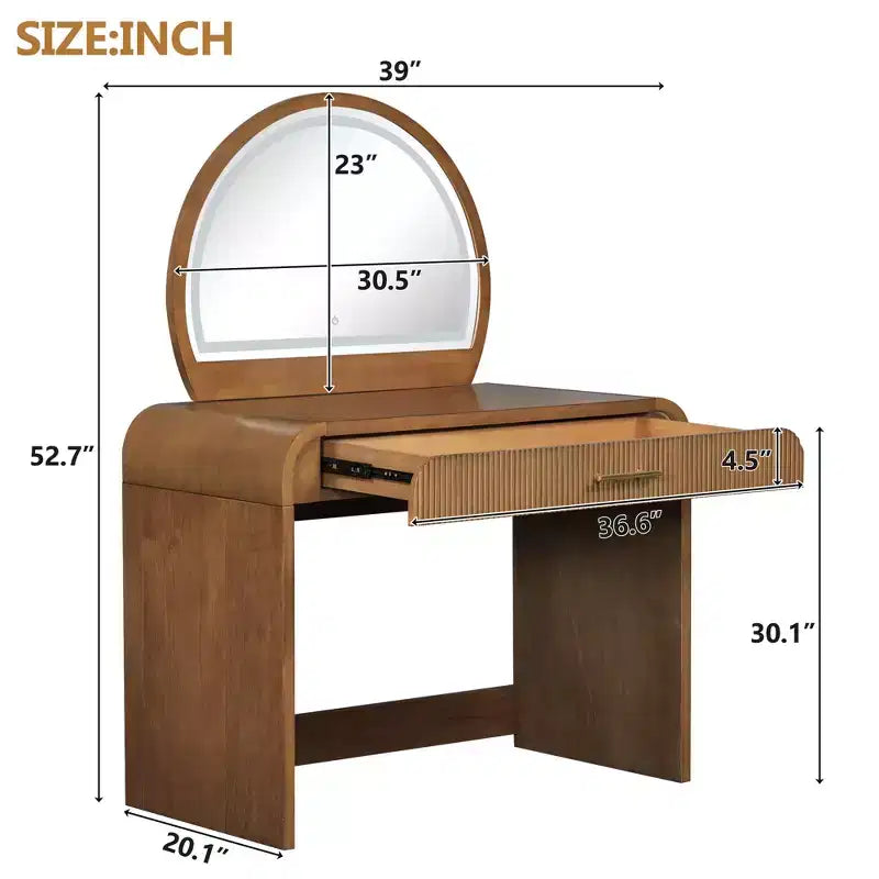 Makeup Vanity Table with Lighted Mirror and Drawer