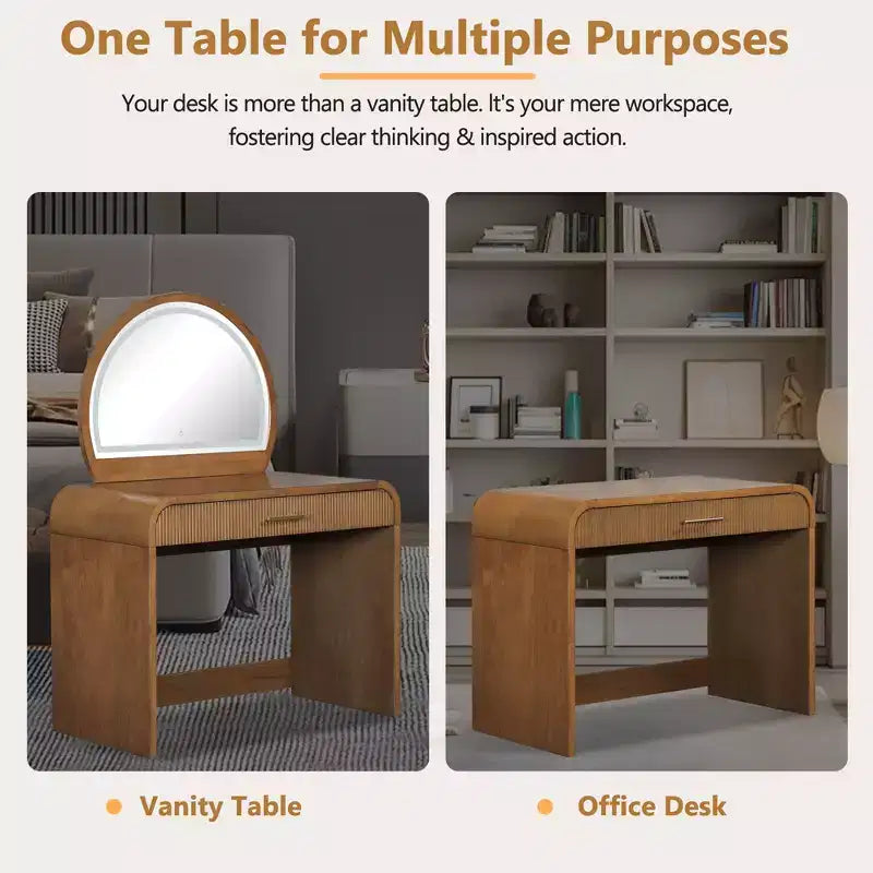 Makeup Vanity Table with Lighted Mirror and Drawer
