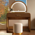 CLIHOME Makeup Vanity Table with Mirror Touch Screen Lighted Mirror, Dressing Table with Drawer