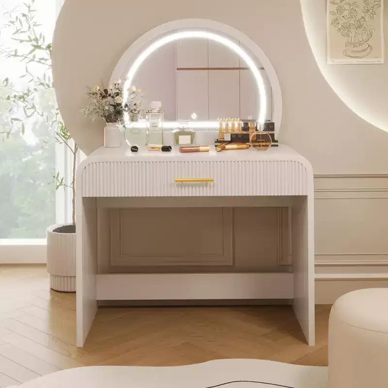 Makeup Vanity Table with Lighted Mirror and Drawer