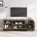 COZONY 63 Mid Century Modern TV Stand for 80 TVs, Media Console with Push-Open Cabinets, Open Shelves