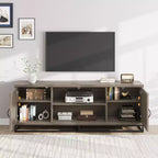 COZONY 63 Mid Century Modern TV Stand for 80 TVs, Media Console with Push-Open Cabinets, Open Shelves