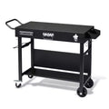 Karl Home Portable 4-Wheel Collapsible BBQ Prep Table Black Outdoor Grill Station