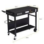Portable 4-Wheel Collapsible BBQ Prep Table, Black