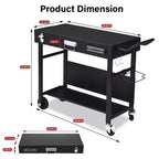 Portable 4-Wheel Collapsible BBQ Prep Table, Black