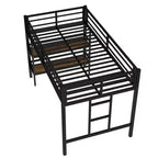 Twin Size Metal Loft Bed for Kids with Ladder and Guardrails, Black