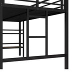 Twin Size Metal Loft Bed for Kids with Ladder and Guardrails, Black