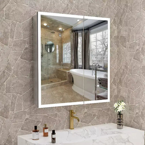 GDFStudio Tomomi 30 Modern Metal Medicine Cabinet with Mirror, LED Lights and 3 Color Temperatures
