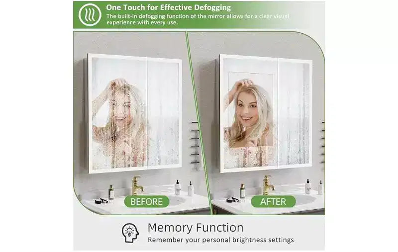 30" Modern Metal Medicine Cabinet with Mirror, LED Lights and 3 Color Temperatures