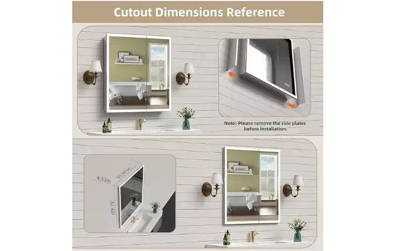 30" Modern Metal Medicine Cabinet with Mirror, LED Lights and 3 Color Temperatures