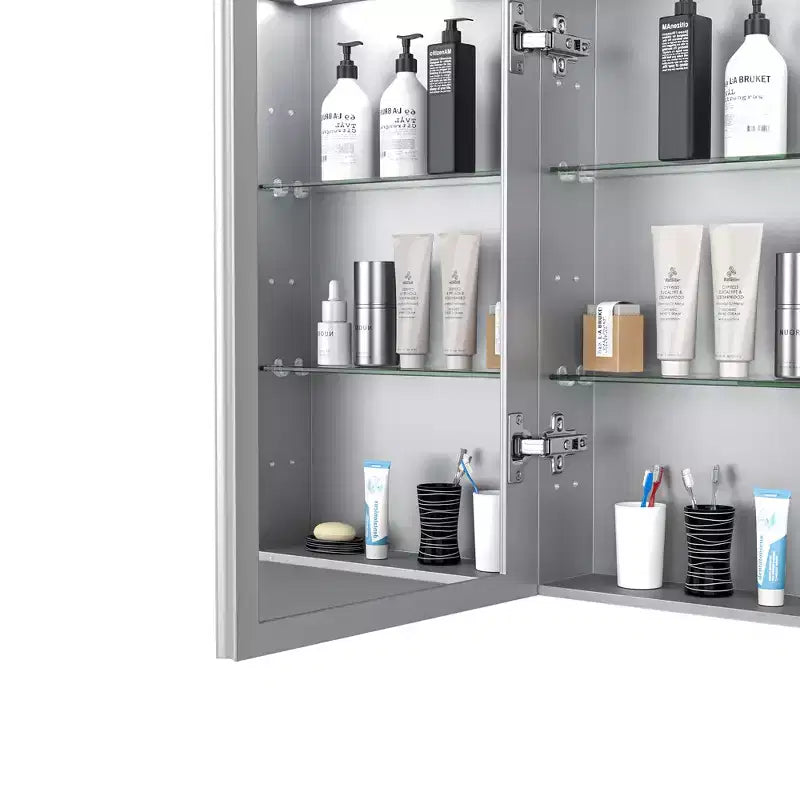 30" Modern Metal Medicine Cabinet with Mirror, LED Lights and 3 Color Temperatures