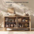 Buffet Cabinet with Storage, 4 Carved Doors and Adjustable Shelf, Wooden Sideboard Cabinet