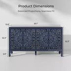 Buffet Cabinet with Storage, 4 Carved Doors and Adjustable Shelf, Wooden Sideboard Cabinet