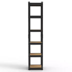 6-Tier Adjustable Steel Storage Shelf with Wood-Tone Shelves