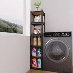 6-Tier Adjustable Steel Storage Shelf with Wood-Tone Shelves