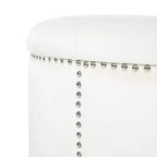 22" Round Velvet Ottoman Stool with Button Tufting and Nailhead Trim