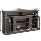 58-Inch TV Stand with Cabinet and Open Shelves