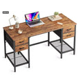 Okak Rust Wood Computer Desk with 4 Fabric Drawers & Mesh Shelves,Teens Student Storage Writing Desk for Study,Office