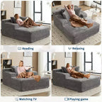 Oversized Corduroy Chaise Lounge Sofa Chair with Deep Seat for Living Room and Bedroom
